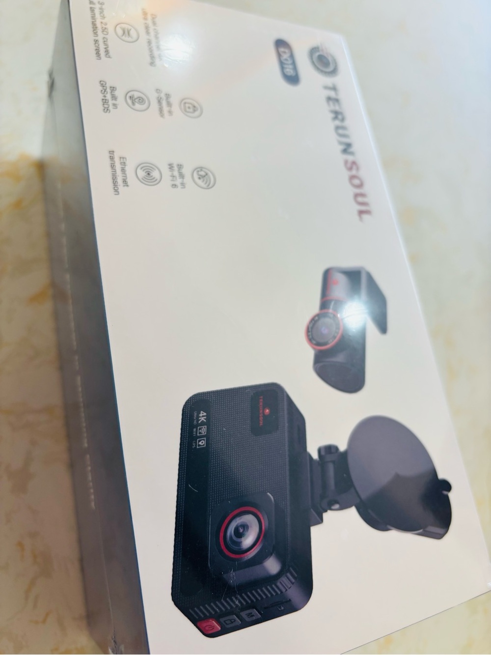 TERUNSOUL 4K Dash Cam - Black with Red Accents